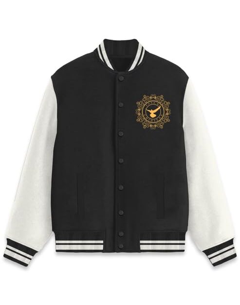 Sone Ki Chidiyaa Varsity Jackets for Men & Women - Fashionable Printed Cotton Winter Jacket Stylish Long Sleeves - Design 21 - Black, Medium