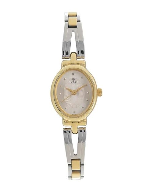 Titan Quartz Analog Silver Dial Stainless Steel Strap Watch for Women-NM2594BM01