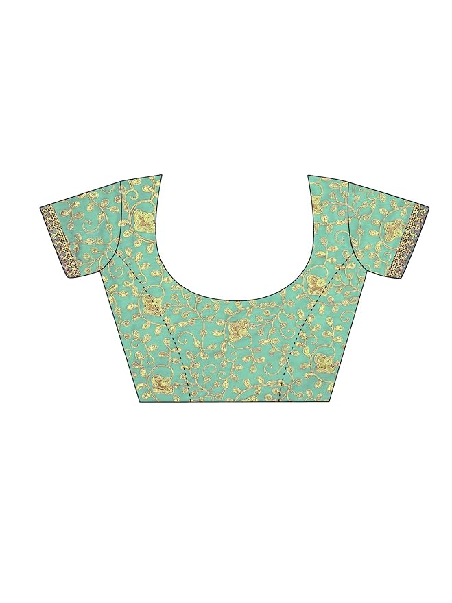 SIRIL Women's Bandhani Printed Embroidery Lace Georgette Saree with Unstitched Blouse Piece - Image 3