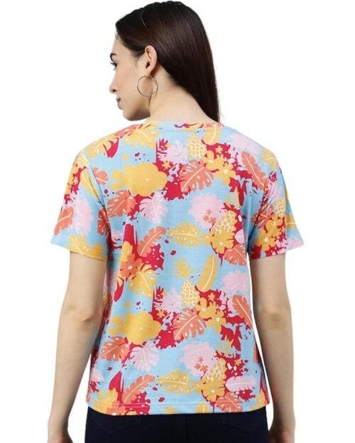 JUNEBERRY® 100% Pure Cotton Regular Fit All Over Printed Half Sleeve T-Shirt for Women & Girls (Available in Plus Sizes)