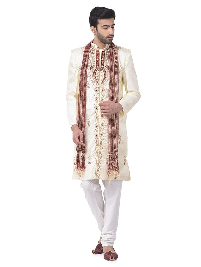 SG RAJASAHAB Men Sherwani Set (RLA-GOLDEN147-PHONE-44)