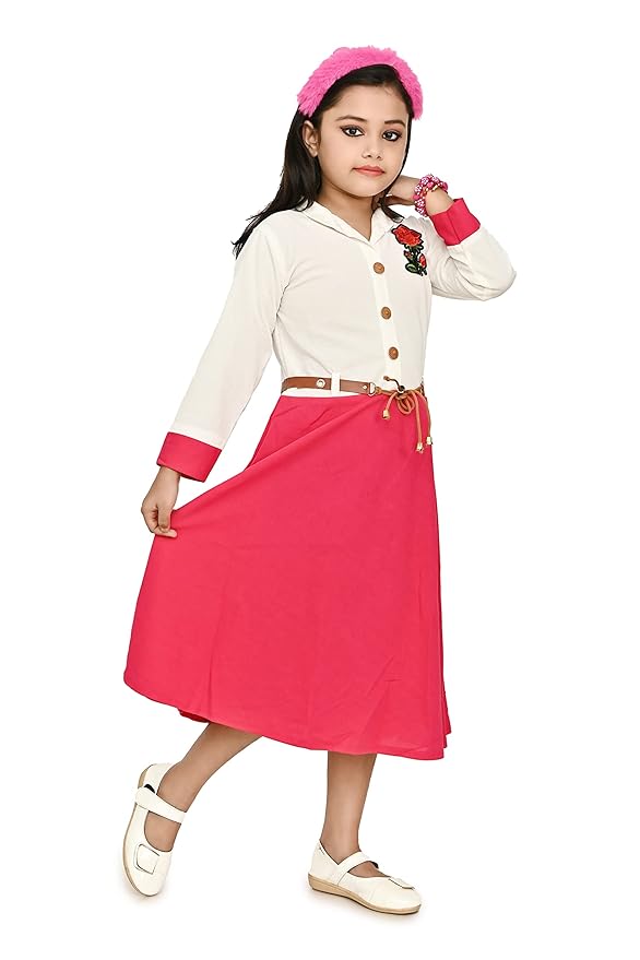 Fashion Kidswear Cotton Top and Jeans for Girls | (Rose_Deep Pink_10-11 Years)