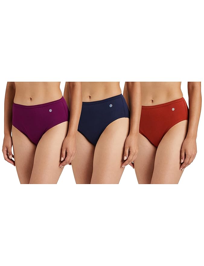 Van Heusen Women's Cotton Solid And Slub Hipster Briefs - Pack Of 3