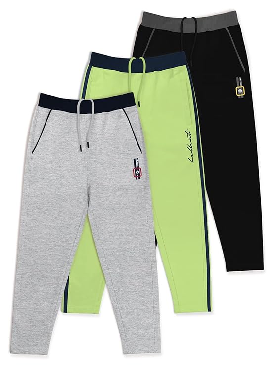HELLCAT Boys Regular Fit Blended Cotton Stylish Track Pants - Pack of 3
