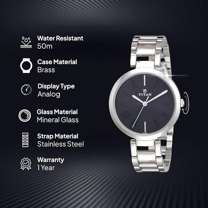 Titan Youth Analog Black Dial Women's Watch-NL2480SM02/NP2480SM02 - Image 2