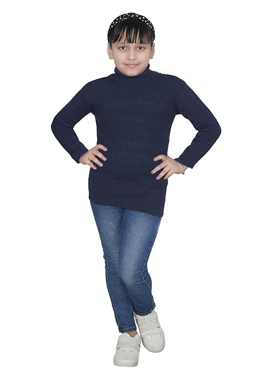 Girls Solid Super Warm Wool High Neck/Skivvy Sweater for Winter (Pack of 2)