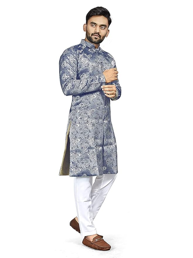 Amzira Indo Western Blue Sherwani Set For Men - Image 3