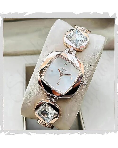 STYLEDOSE Luxury Dial in Square case with Ston Studded brecelet Strap Quartz Analogue Wrist Watches for Women's & Girls&Miss&Ladies