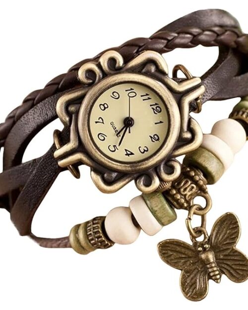 ITHANO - Leather Bracelet Analogue Brown Off-White Dial Women's Watch - BRW01