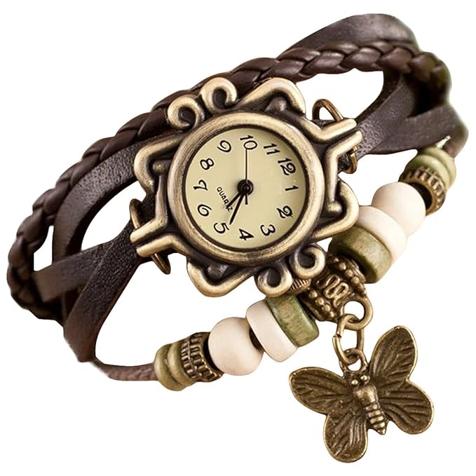ITHANO - Leather Bracelet Analogue Brown Off-White Dial Women's Watch - BRW01