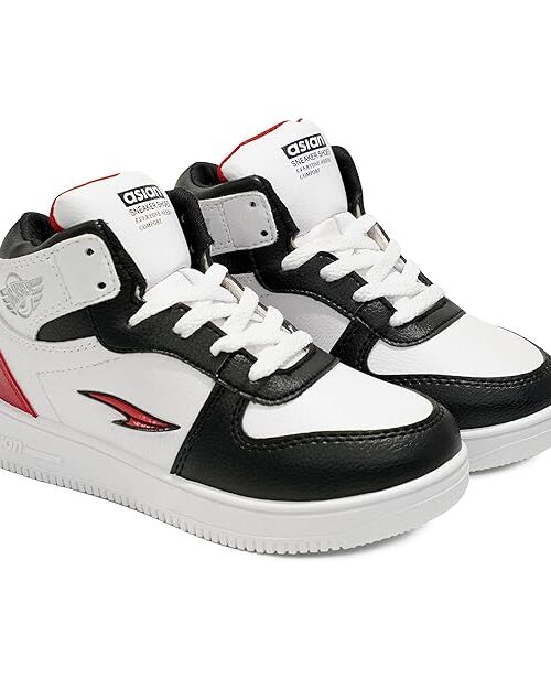 ASIAN Kid's THUNDER-11 Casual White Sneaker Outdoor,High Neck Shoes with Extra Jump Casual Lace-Up Shoes for Boy's