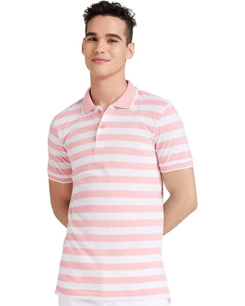 Symbol Men's Cotton Rich Striped Polo T Shirt | Collar Tshirts | Half Sleeves-Regular Fit