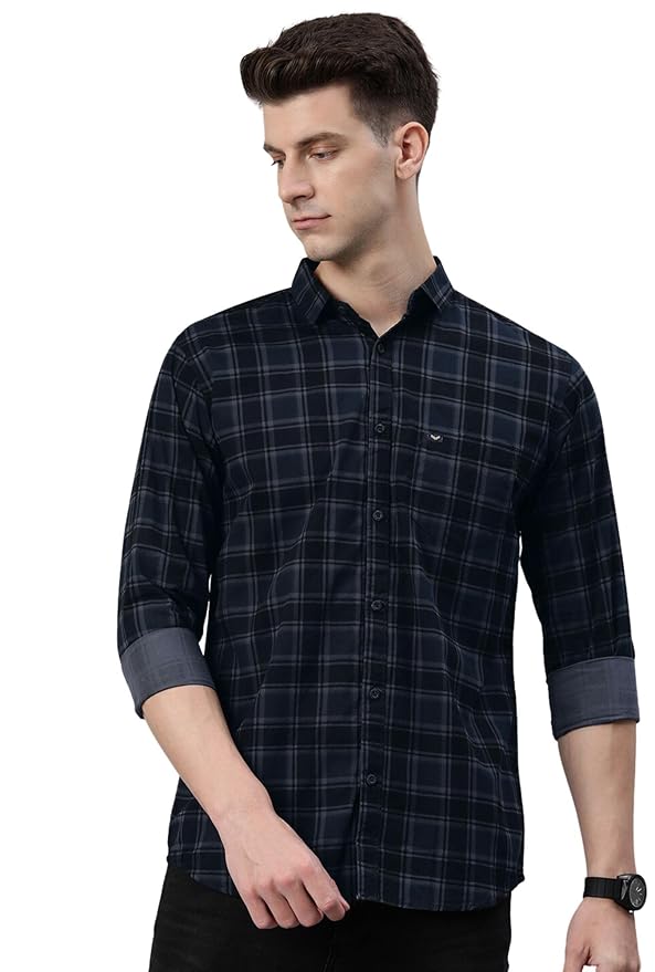 Majestic Man Men Small Checkered Slim Fit Cotton Casual Shirt