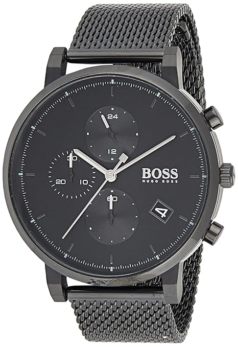 Hugo Boss Stainless Steel Montre Integrity Analog Black Dial Men Watch-1513813, Black Band