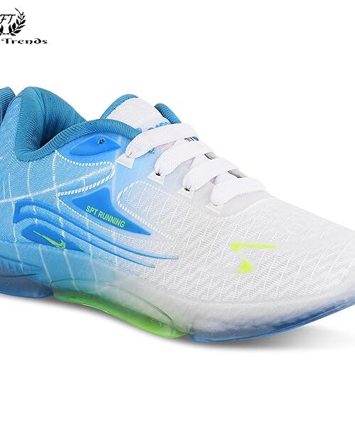 Foot Trends Sports Shoes for Running, Cycling, Football, Cricket, and Outdoor Activities | Stylish Lace-Up Closure | Lightweight Shockproof Walking Shoes with Cushioning