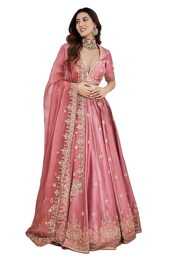 TRENDMALLS Women's Embroidery Sequence Work Semi-Stitched Bridal Lehenga Choli with Dupatta For Women(New-Bridal-Latest-Wedding-Lehenga-Free size)