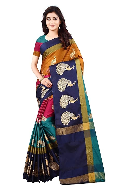 DHRUVI TRENDZ Women Regular Fit Cotton Blend Saree
