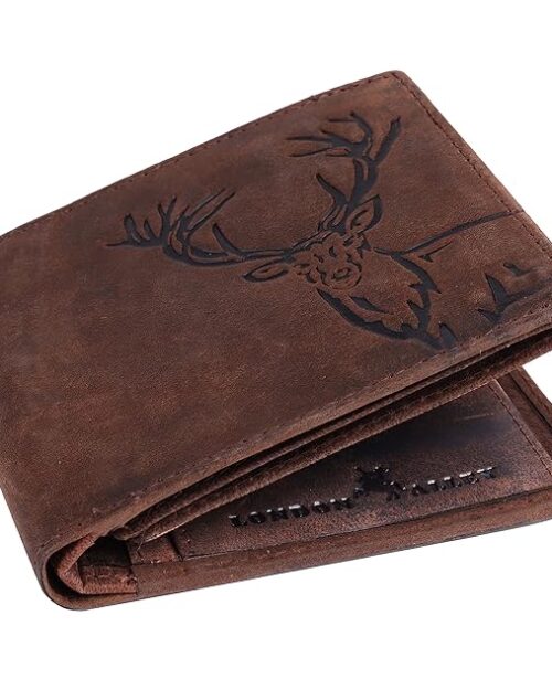 London Alley Elk Vintage Brown Leather Wallet For Men, 6 Card Slot | RFID Blocking