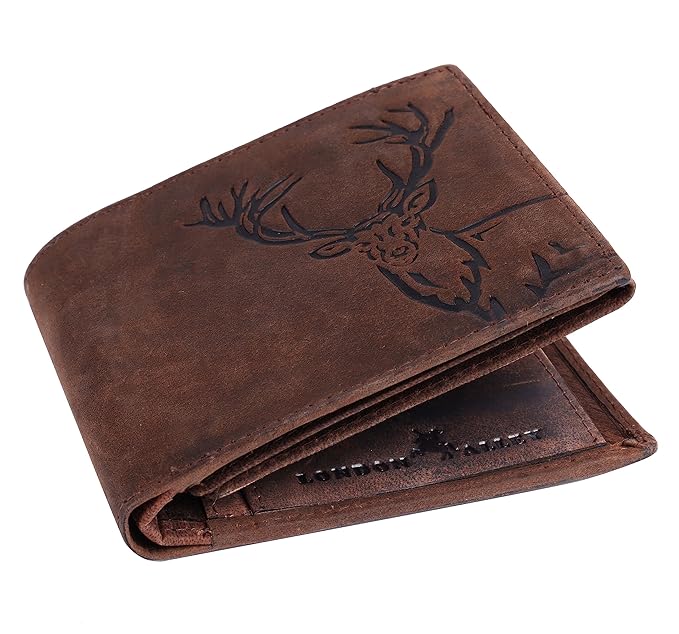 London Alley Elk Vintage Brown Leather Wallet For Men, 6 Card Slot | RFID Blocking
