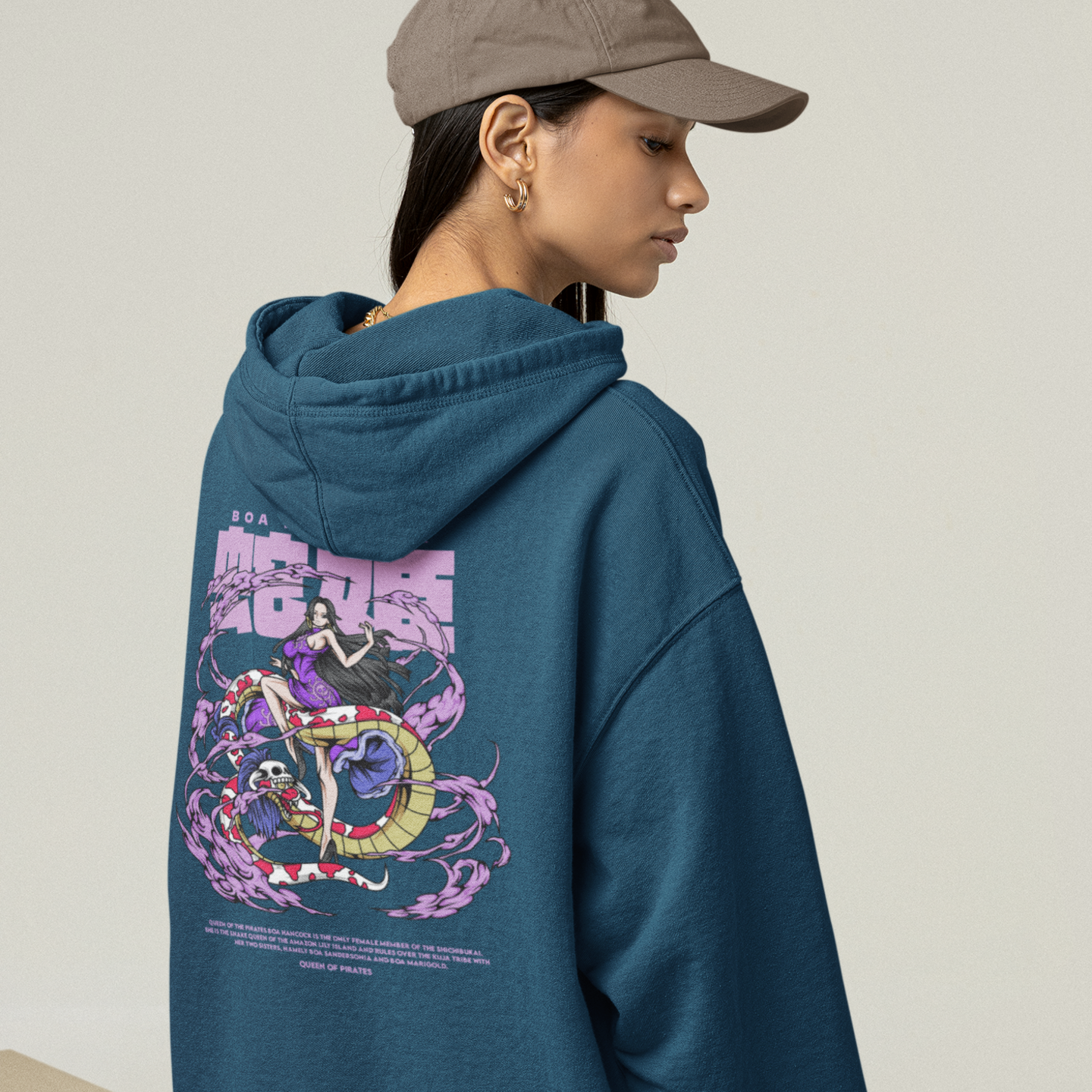 Women Boa Hancock graphic back printed oversized Hoodie - Image 3