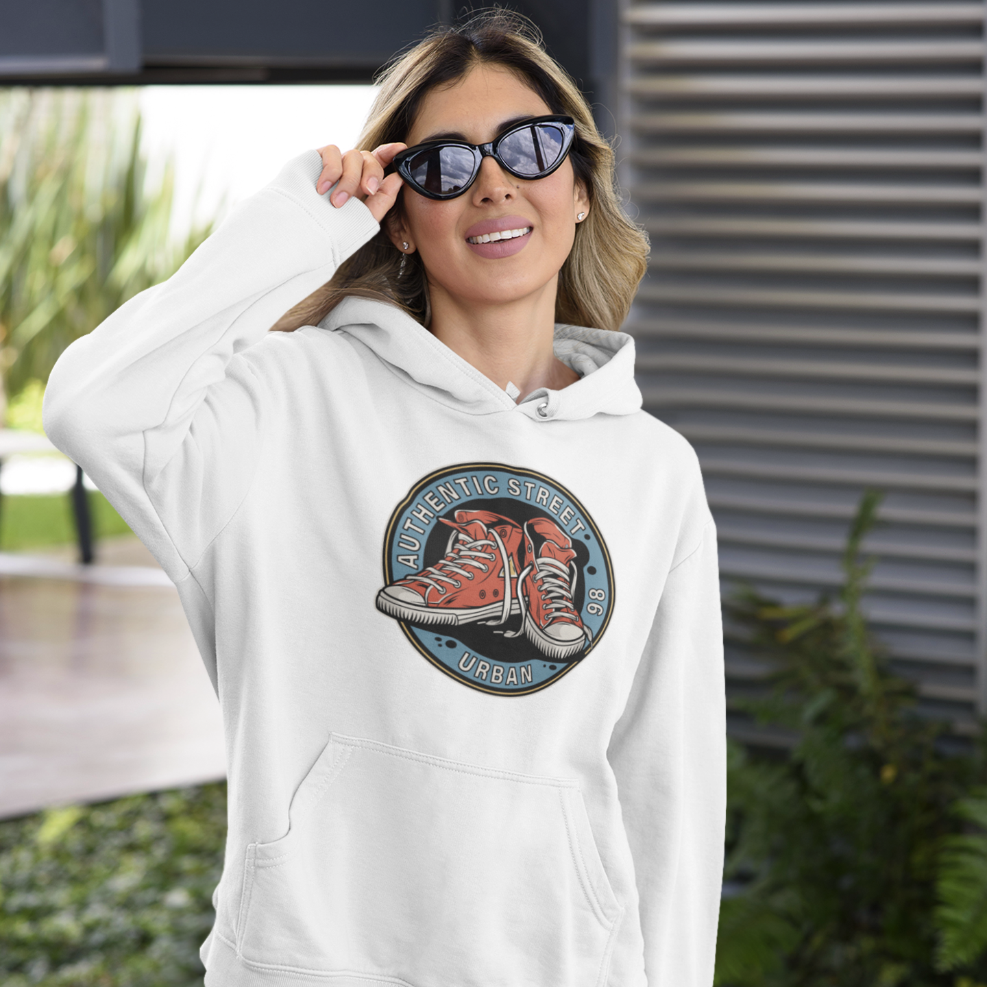Women monogram graphic printed classic fit streetwear Hoodie